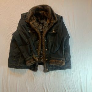 vintage denim fur coat